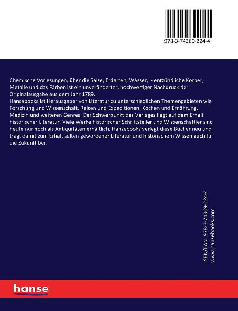 Weitere Ansicht: Chemische Vorlesungen, über die Salze, Erdarten, Wässer, | Henrick Scheffer