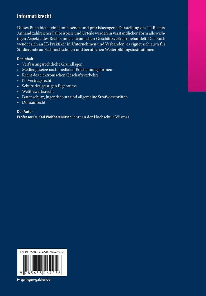 Weitere Ansicht: Informatikrecht | Karl Wolfhart Nitsch