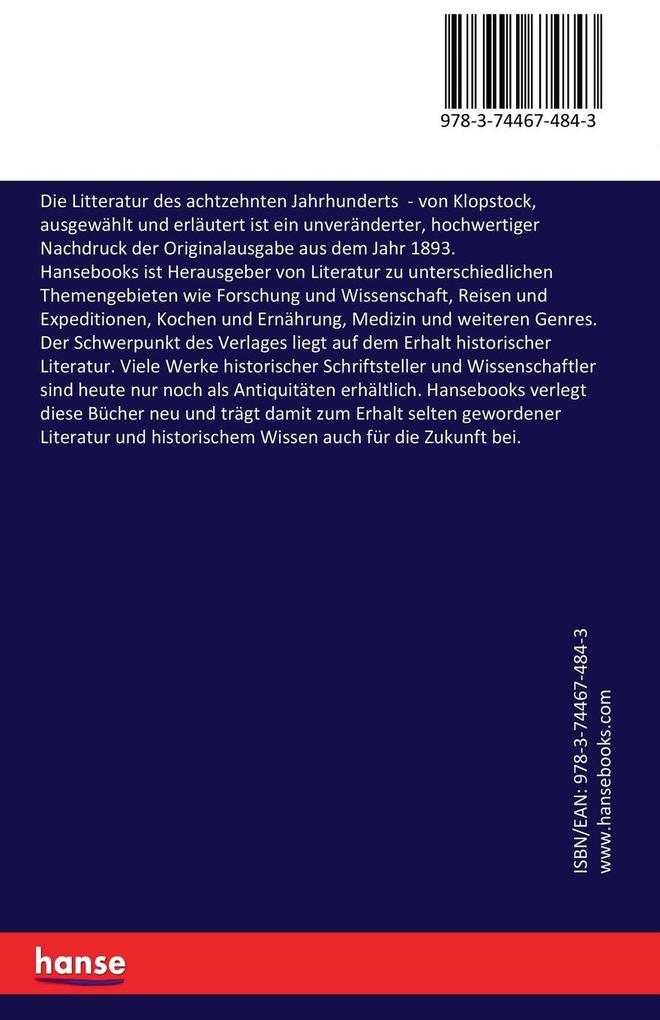 Weitere Ansicht: Die Litteratur des achtzehnten Jahrhunderts | Gotthold Bötticher