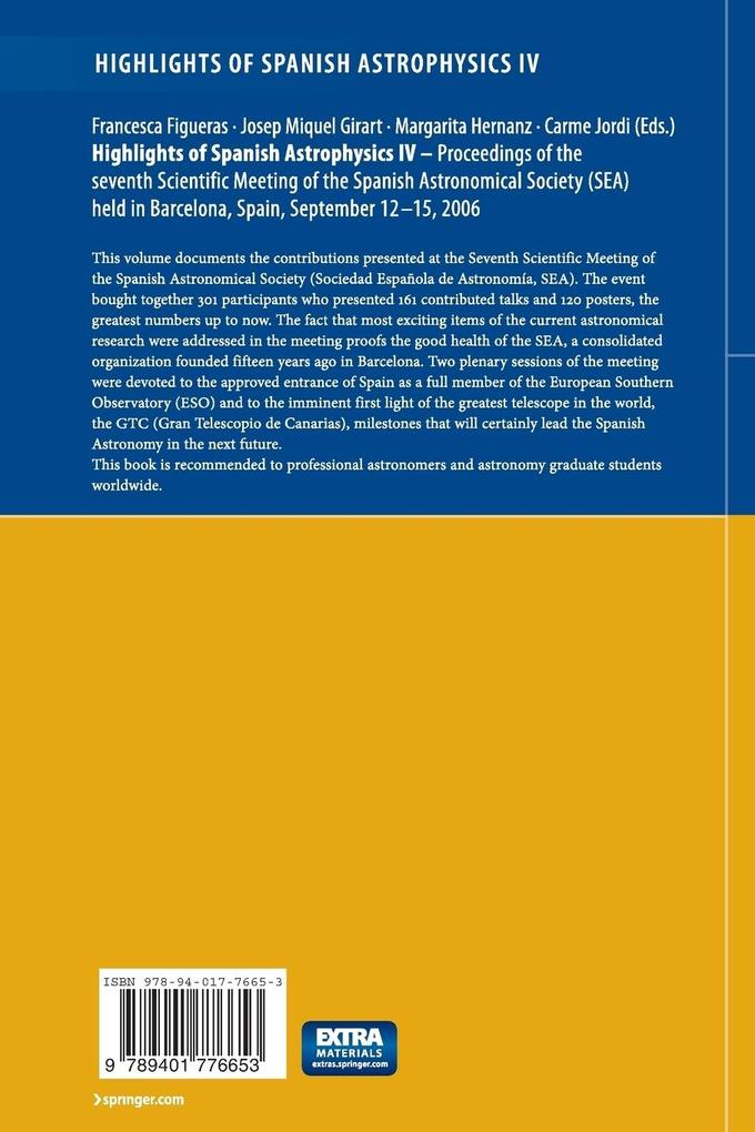 Weitere Ansicht: Highlights of Spanish Astrophysics IV