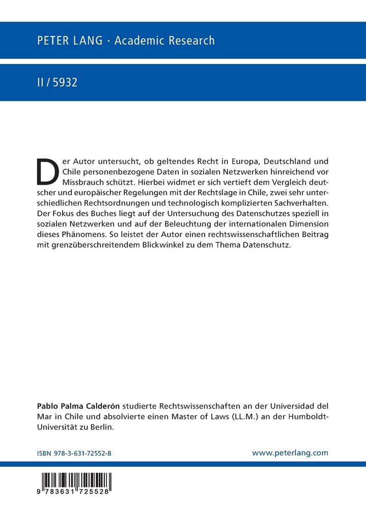 Weitere Ansicht: Datenschutz in sozialen Netzwerken in Europa, Deutschland und Chile | Pablo Palma Calderón