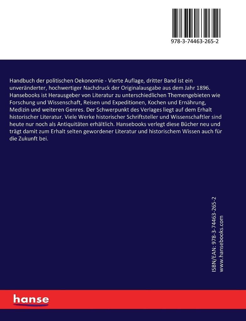 Weitere Ansicht: Handbuch der politischen Oekonomie | Gustav F. von Schoenberg