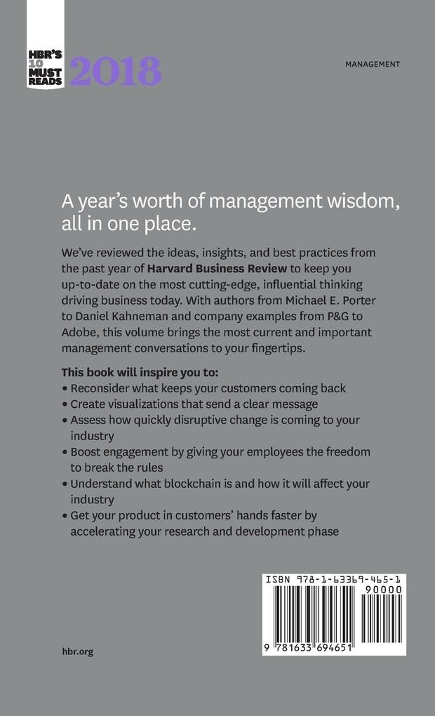 Weitere Ansicht: Hbr's 10 Must Reads 2018 | Harvard Business Review, Michael E Porter, Robert S Kaplan, Daniel Kahneman, Roger L Martin