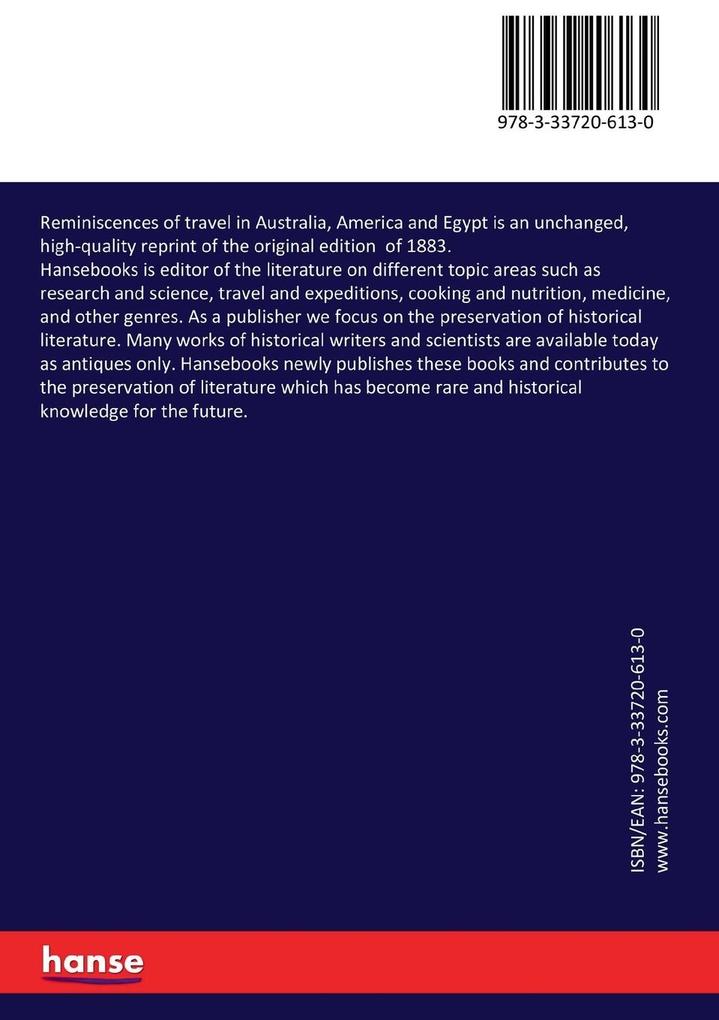 Weitere Ansicht: Reminiscences of travel in Australia, America and Egypt | Richard Tangye