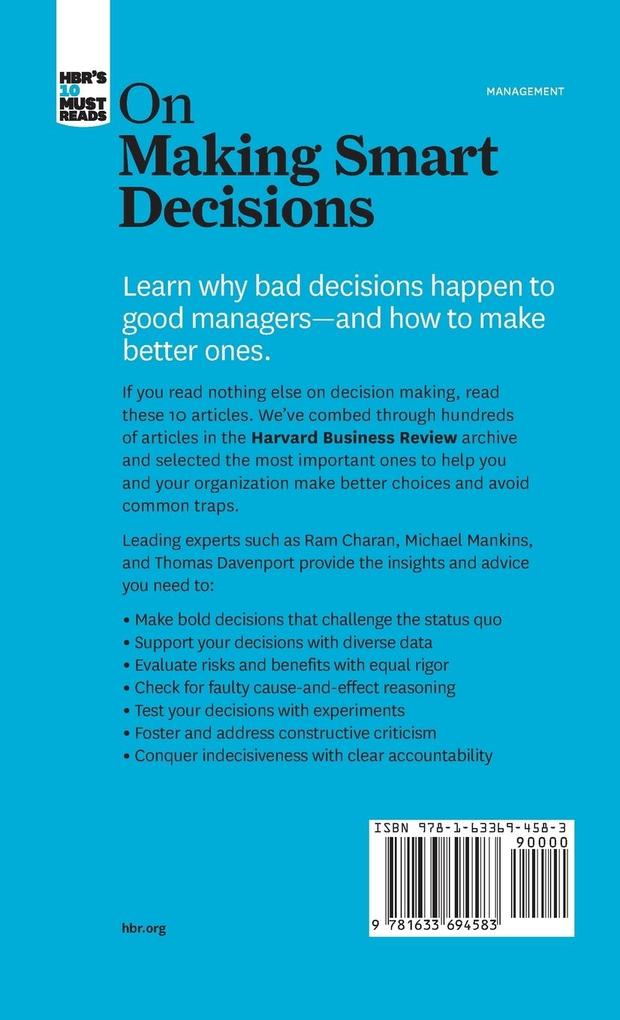 Weitere Ansicht: Hbr's 10 Must Reads on Making Smart Decisions (with Featured Article Before You Make That Big Decision... by Daniel Kahneman, Dan Lovallo, and Olivier Sibony) | Harvard Business Review, Daniel Kahneman, Ram Charan