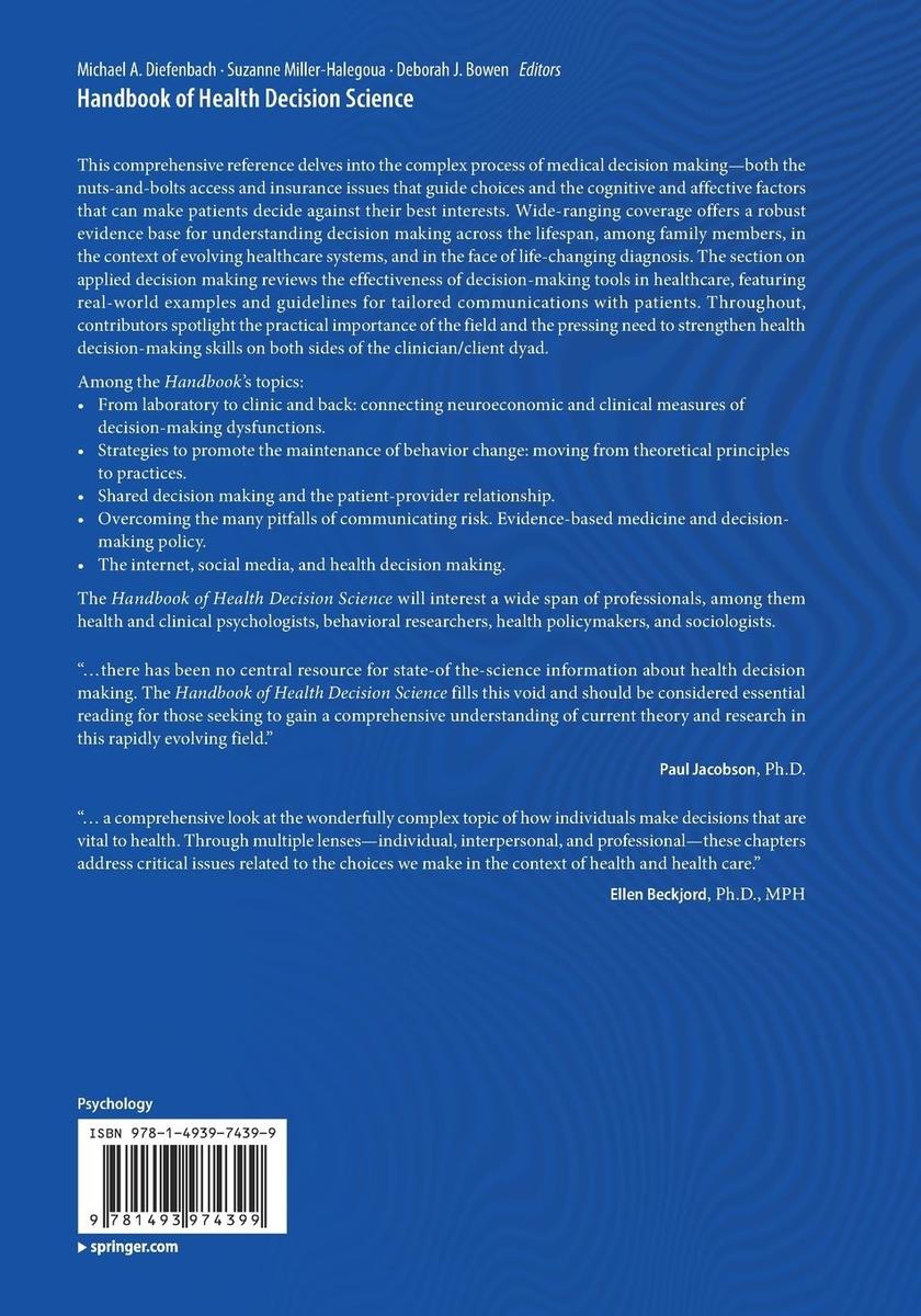 Weitere Ansicht: Handbook of Health Decision Science