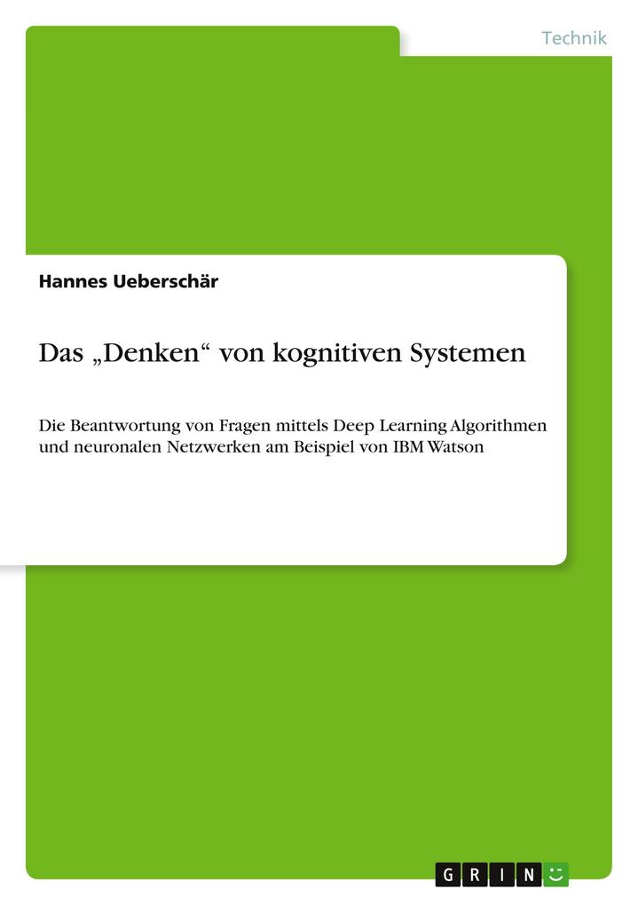 Produktbild: Das "Denken" von kognitiven Systemen | Hannes Ueberschär