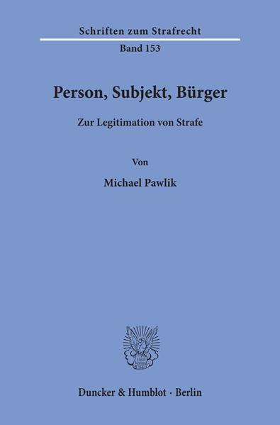 Produktbild: Person, Subjekt, Bürger. | Michael Pawlik