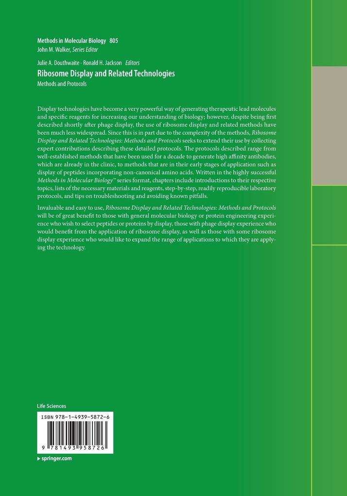Weitere Ansicht: Ribosome Display and Related Technologies
