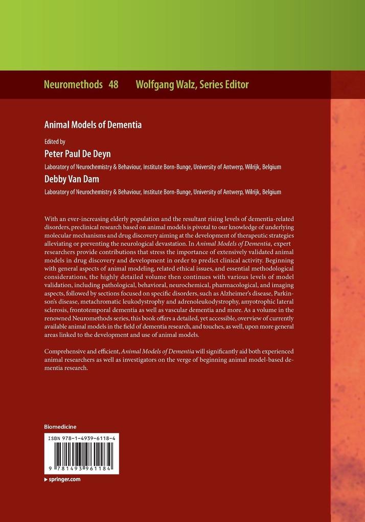 Weitere Ansicht: Animal Models of Dementia