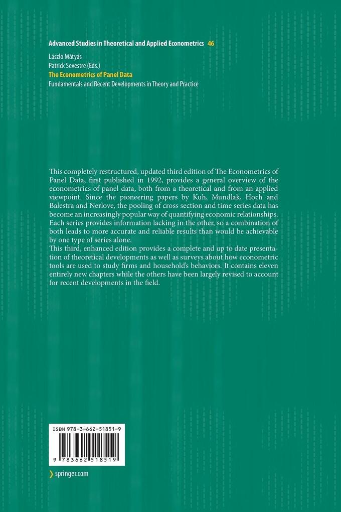 Weitere Ansicht: The Econometrics of Panel Data
