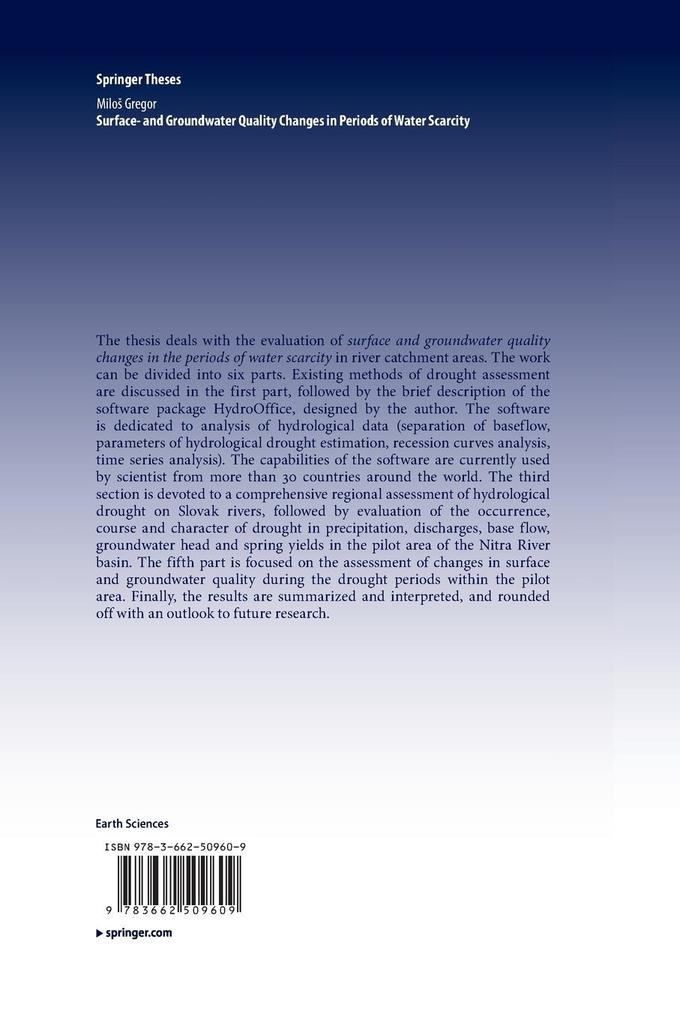 Weitere Ansicht: Surface- and Groundwater Quality Changes in Periods of Water Scarcity | Miloš Gregor