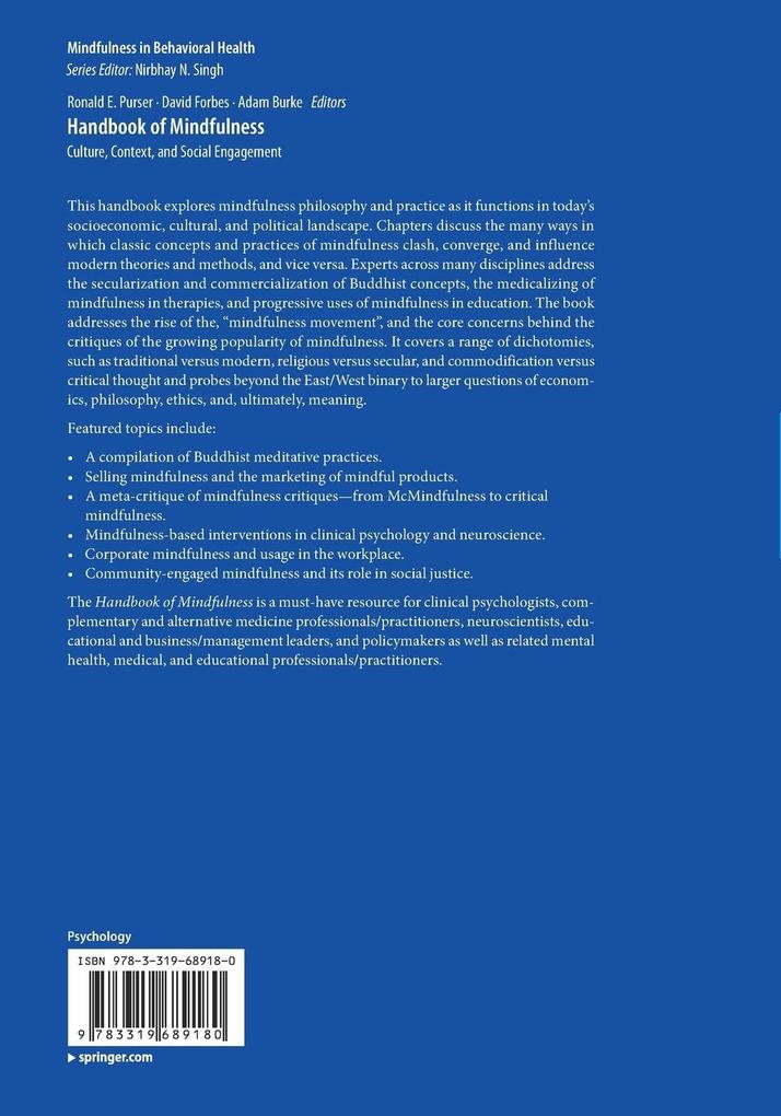 Weitere Ansicht: Handbook of Mindfulness