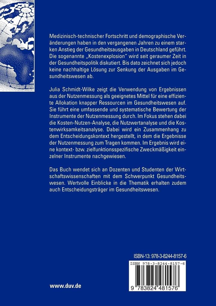Weitere Ansicht: Nutzenmessung im Gesundheitswesen | Julia Schmidt-Wilke