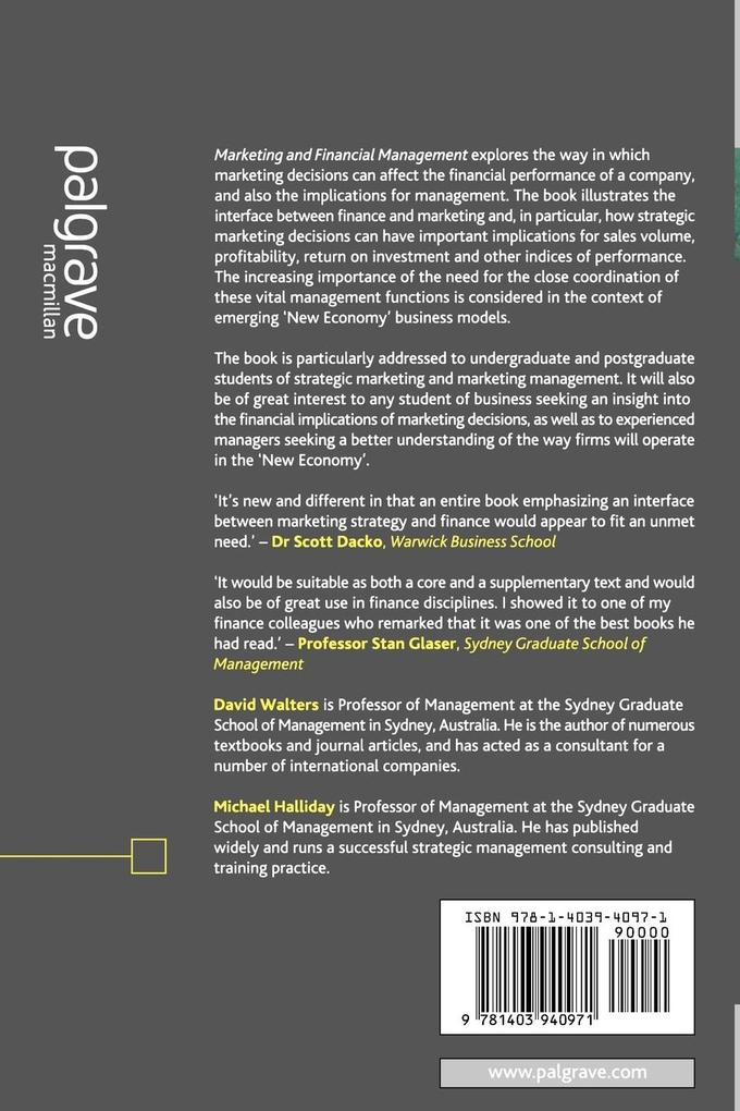 Weitere Ansicht: Marketing and Financial Management | David Walters, Michael Halliday