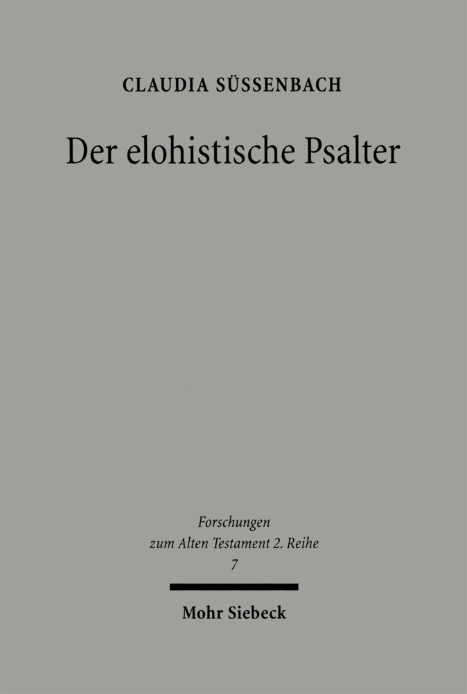 Produktbild: Der elohistische Psalter | Claudia Süssenbach