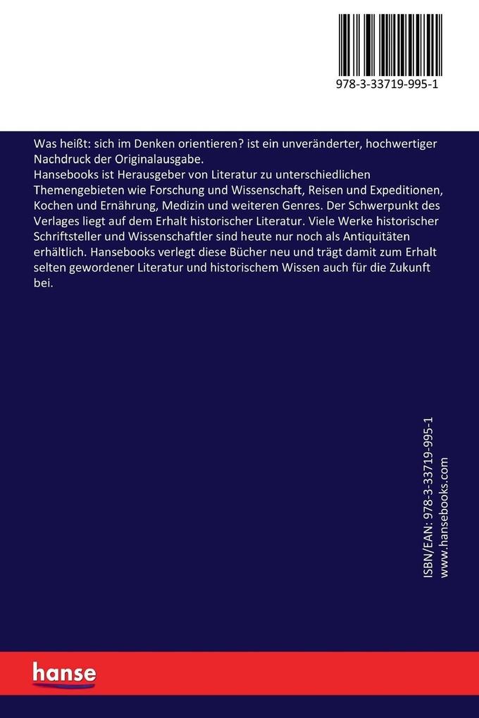 Weitere Ansicht: Was heißt: sich im Denken orientieren? | Immanuel Kant