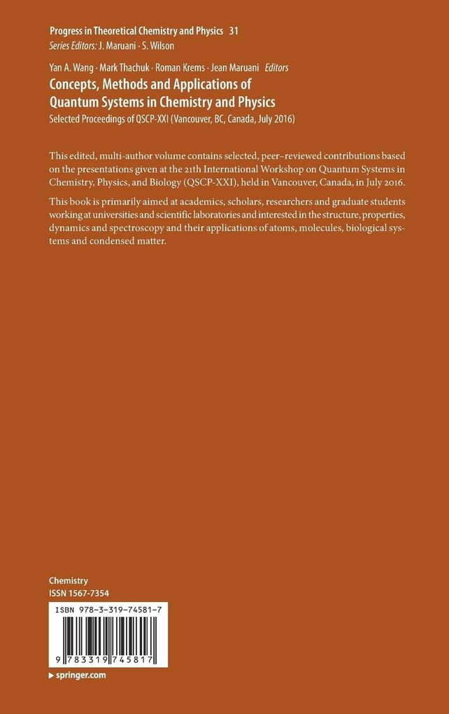 Weitere Ansicht: Concepts, Methods and Applications of Quantum Systems in Chemistry and Physics