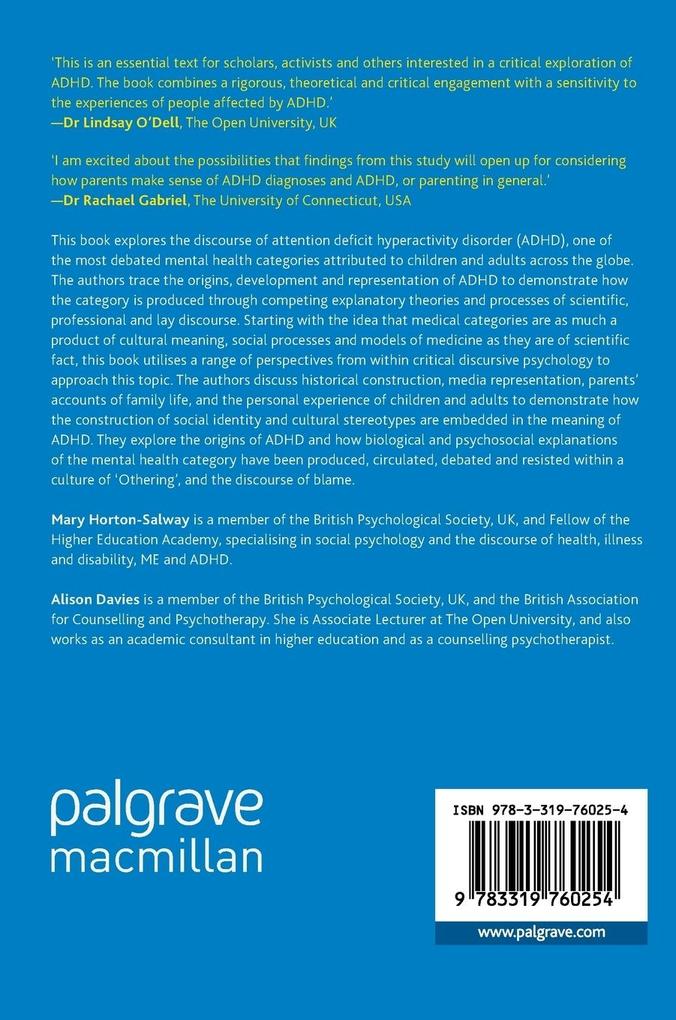 Weitere Ansicht: The Discourse of ADHD | Mary Horton-Salway, Alison Davies