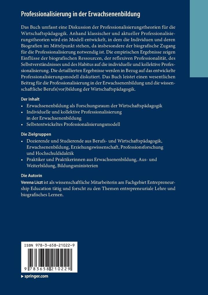 Weitere Ansicht: Professionalisierung in der Erwachsenenbildung | Verena Liszt
