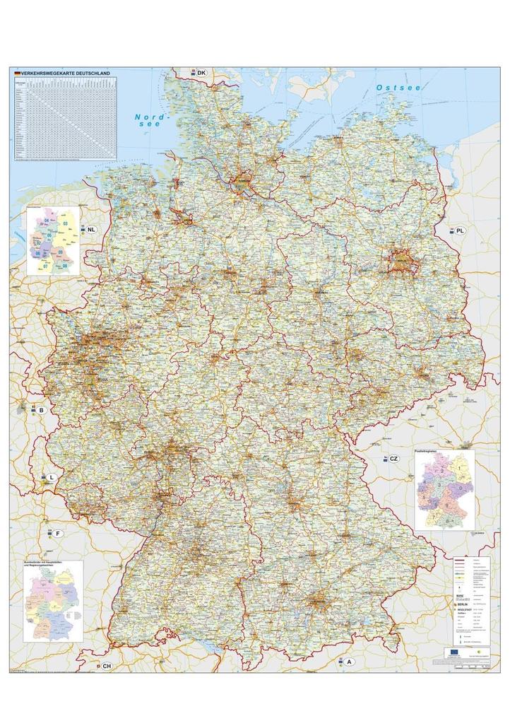 Heinrich Stiefel: Verkehrswegekarte Deutschland. Wandkarte mit