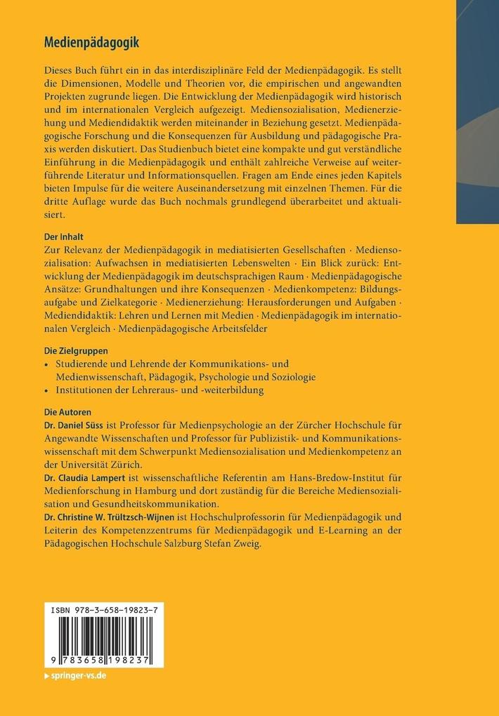 Weitere Ansicht: Medienpädagogik | Daniel Süss, Claudia Lampert, Christine W. Trültzsch-Wijnen