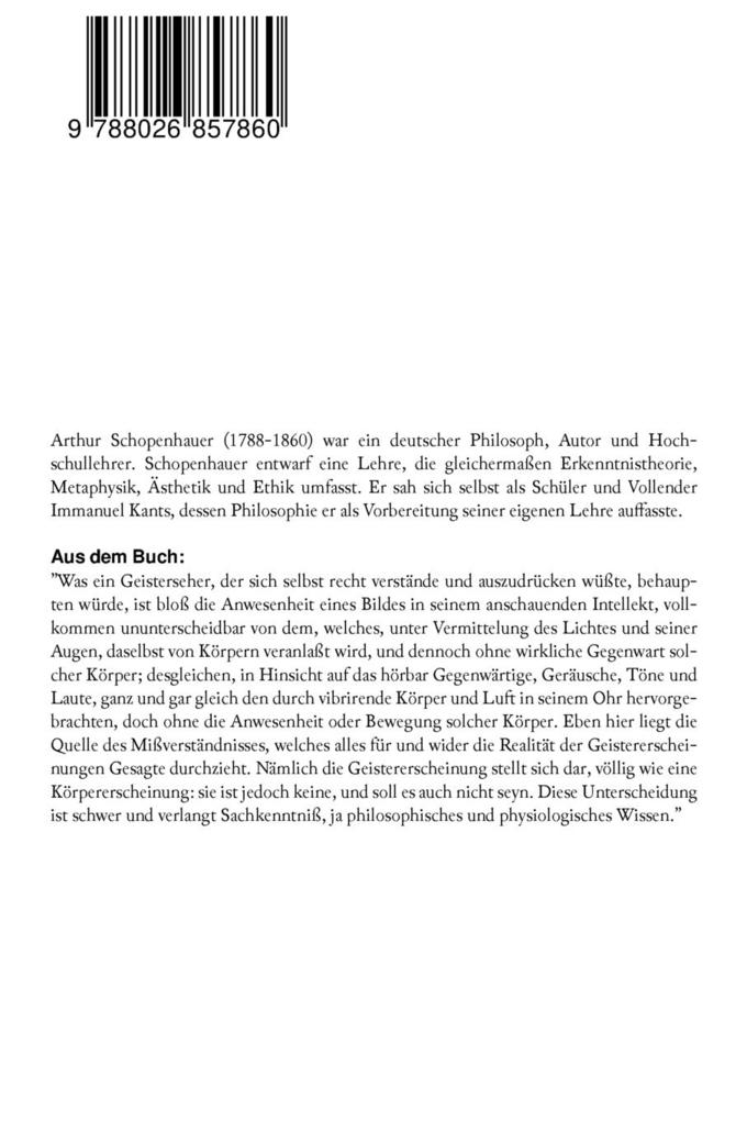 Weitere Ansicht: Versuch über Geistersehn und was damit zusammenhängt: Parerga und Paralipomena | Arthur Schopenhauer