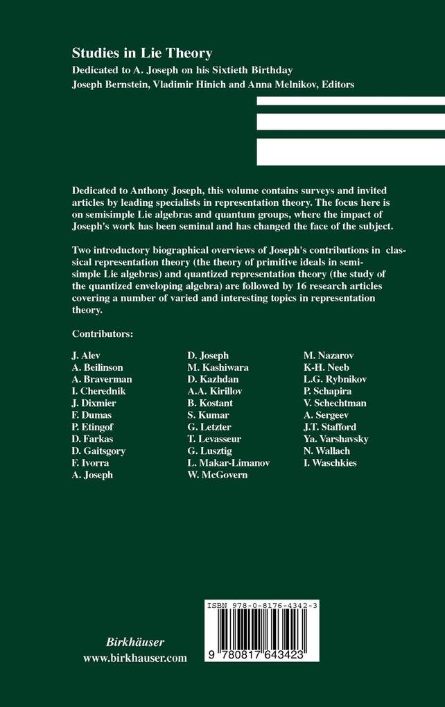 Weitere Ansicht: Studies in Lie Theory