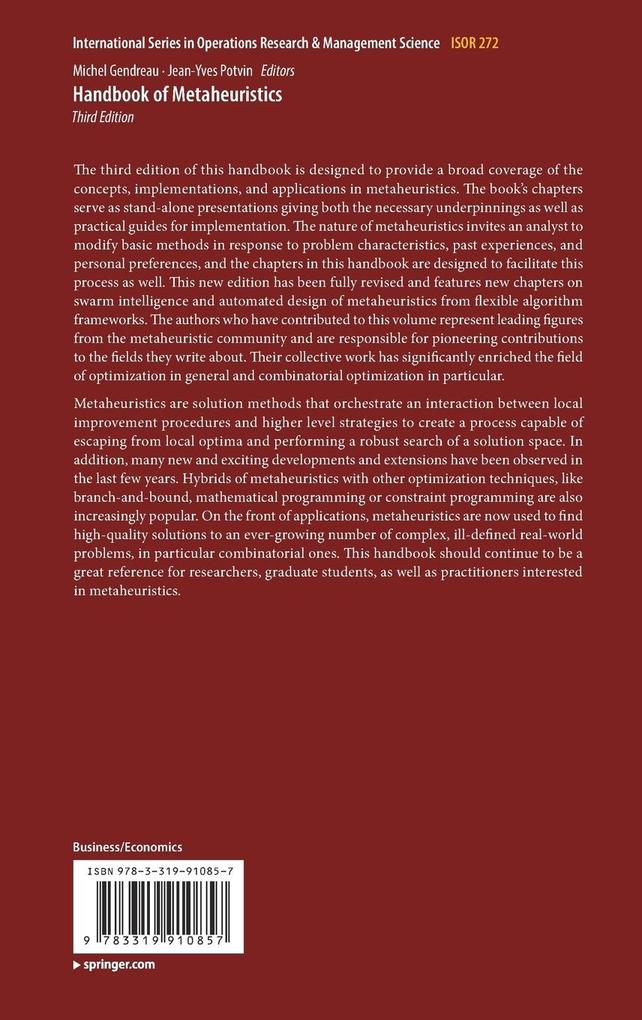 Weitere Ansicht: Handbook of Metaheuristics