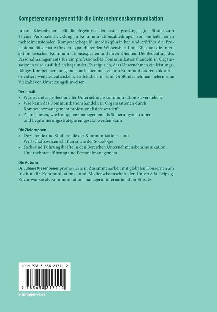 Weitere Ansicht: Kompetenzmanagement für die Unternehmenskommunikation | Juliane Kiesenbauer