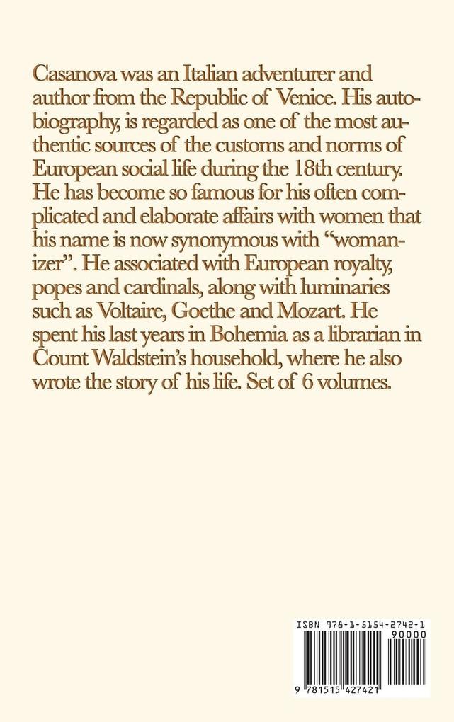 Weitere Ansicht: The Memoirs of Jacques Casanova de Seingalt Vol. 4 Adventures in the South | Giacomo Casanova