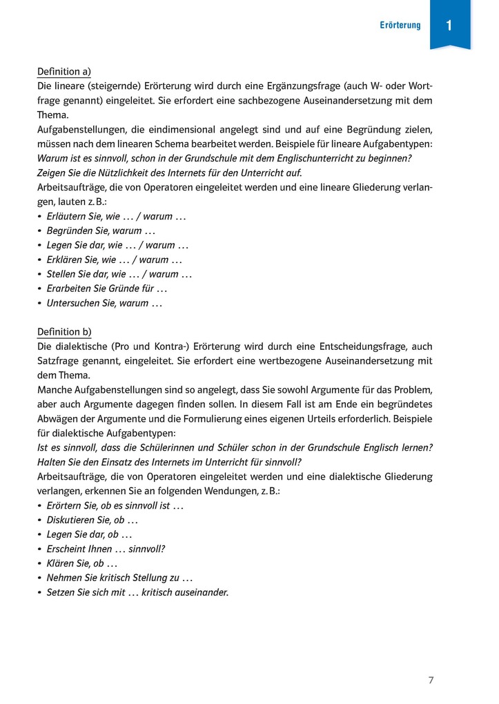 Weitere Ansicht: Klausur-Training - Deutsch Erörterung