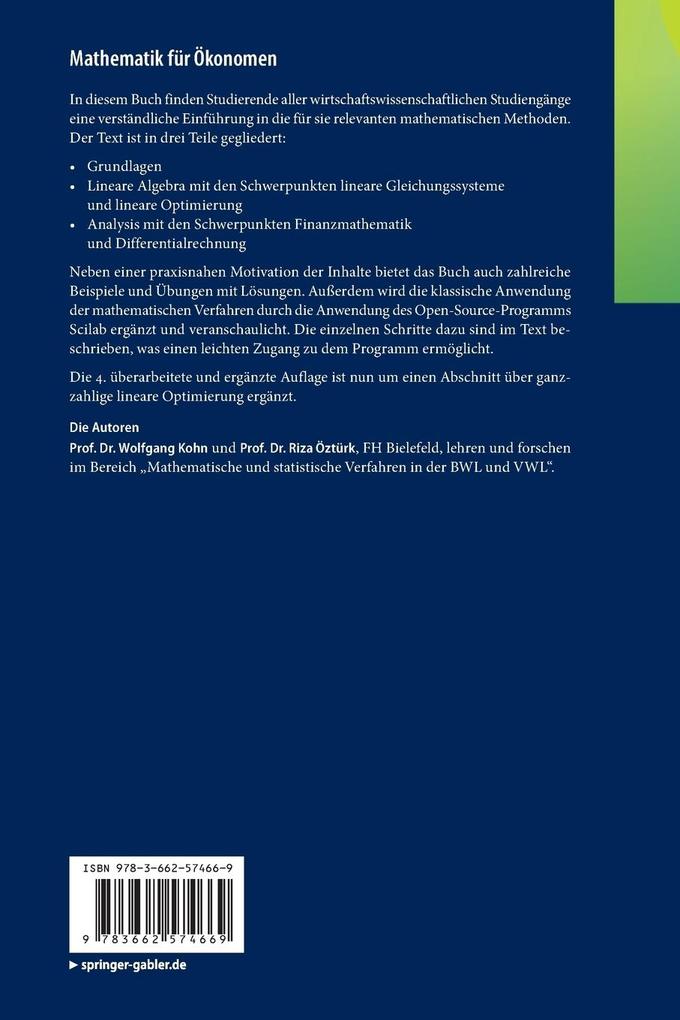 Weitere Ansicht: Mathematik für Ökonomen | Wolfgang Kohn, Riza Öztürk