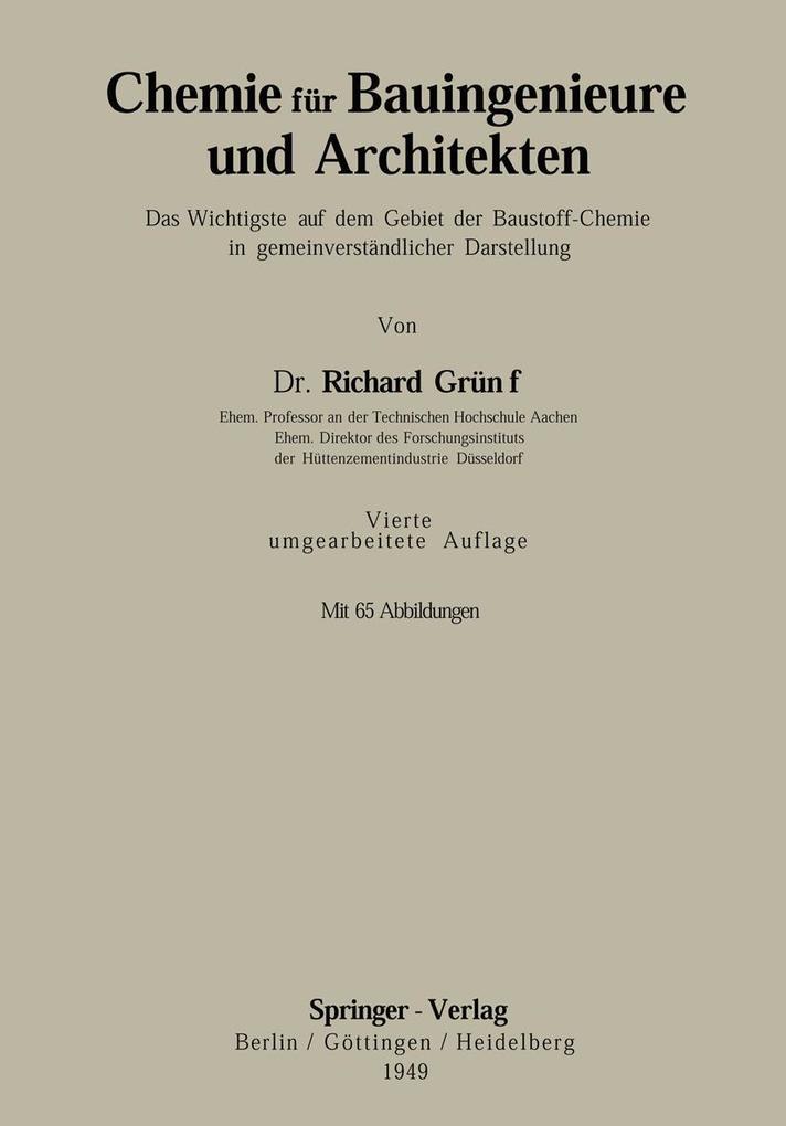 Produktbild: Chemie für Bauingenieure und Architekten | Richard Grün