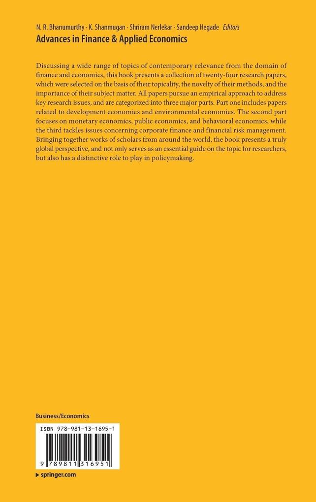 Weitere Ansicht: Advances in Finance & Applied Economics
