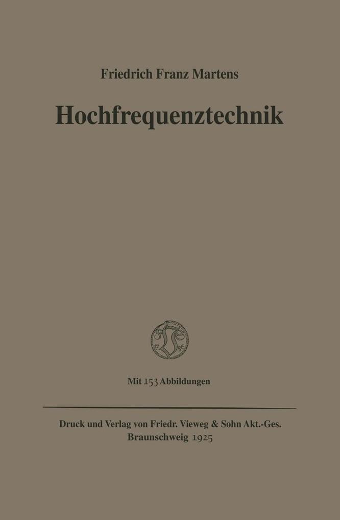 Produktbild: Hochfrequenztechnik | Friedrich Franz Martens