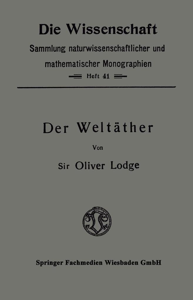 Produktbild: Der Weltäther | Oliver Lodge