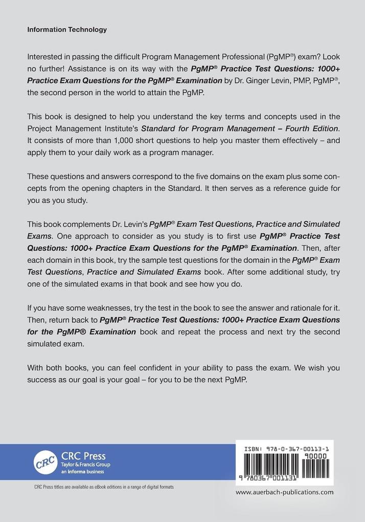 Weitere Ansicht: PgMP® Practice Test Questions | PMP, PgMP, Ginger Levin