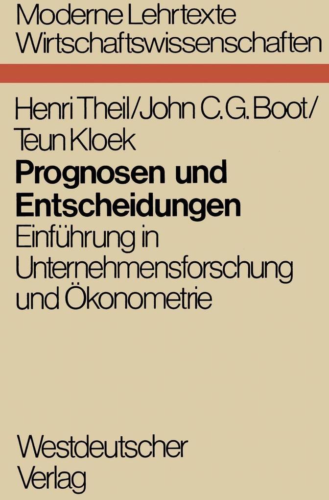 Produktbild: Prognosen und Entscheidungen | Henri Theil