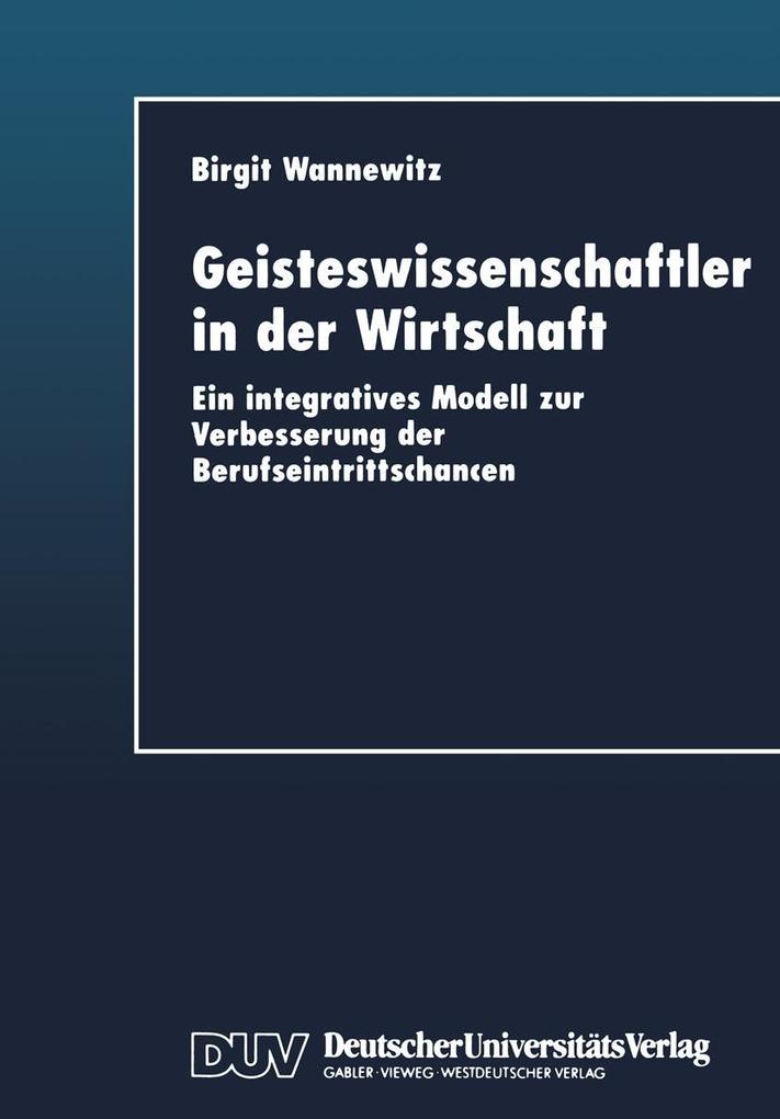 Produktbild: Geisteswissenschaftler in der Wirtschaft