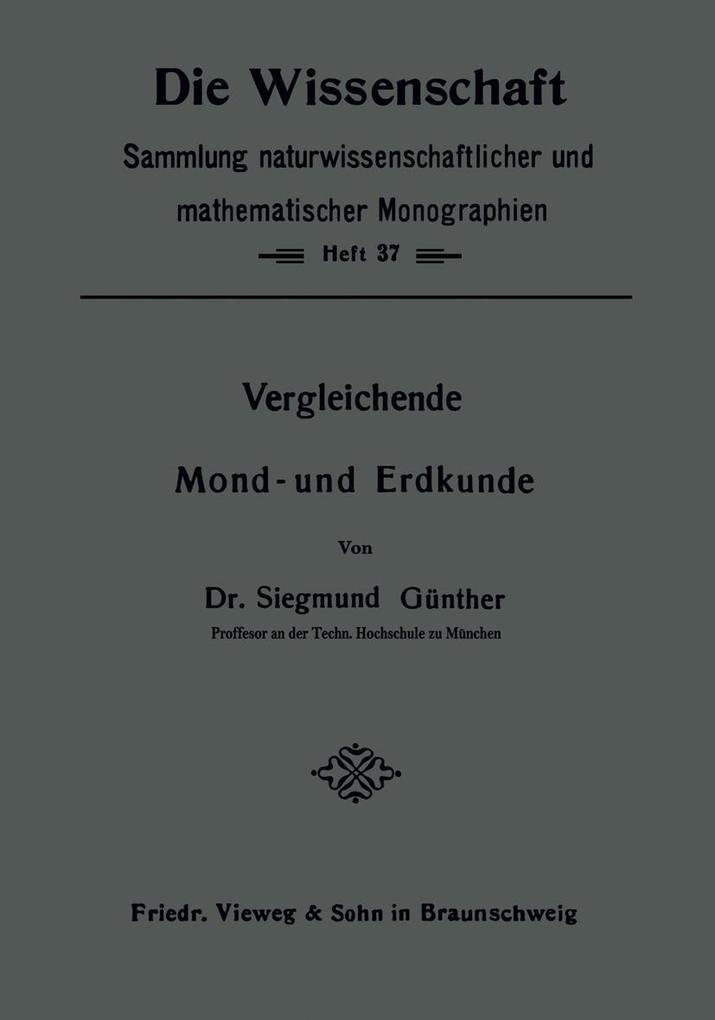 Produktbild: Vergleichende Mond- und Erdkunde | Siegmund Günther