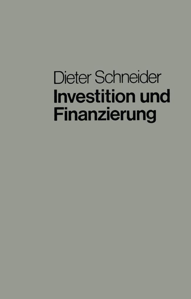 Produktbild: Investition und Finanzierung | Dieter Schneider