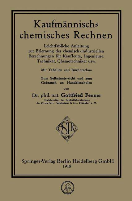 Produktbild: Kaufmännisch-chemisches Rechnen | Gottfried Fenner