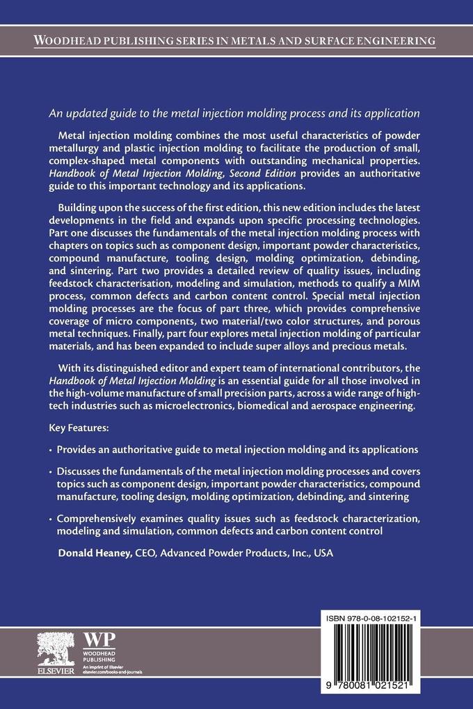 Weitere Ansicht: Handbook of Metal Injection Molding