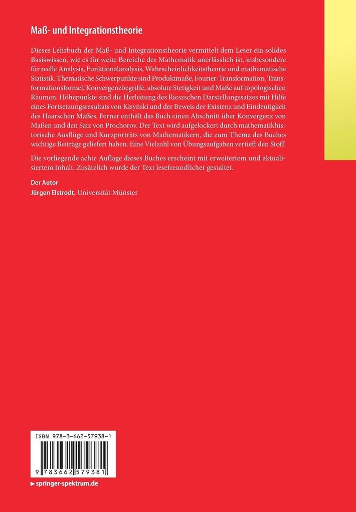 Weitere Ansicht: Maß- und Integrationstheorie | Jürgen Elstrodt