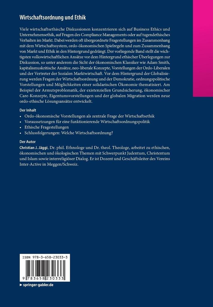 Weitere Ansicht: Wirtschaftsordnung und Ethik | Christian J. Jäggi