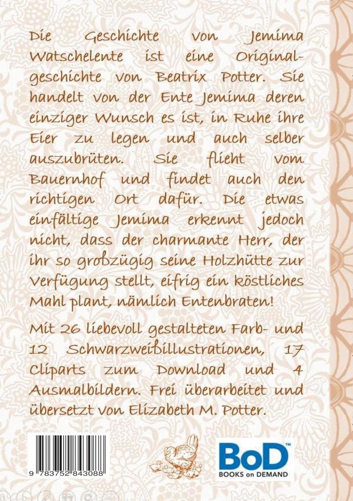 Weitere Ansicht: Die Geschichte von Jemima Watschelente (inklusive Ausmalbilder und Cliparts zum Download) | Beatrix Potter, Elizabeth M. Potter