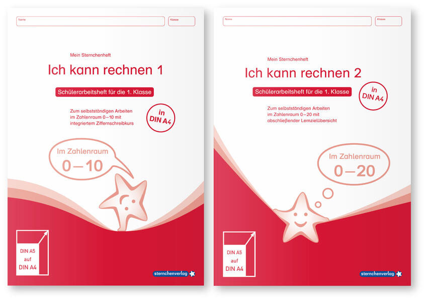 Produktbild: Ich kann rechnen 1 und 2 - Ausgabe in A4 - Schülerarbeitshefte für die 1. Klasse | Katrin Langhans, sternchenverlag GmbH