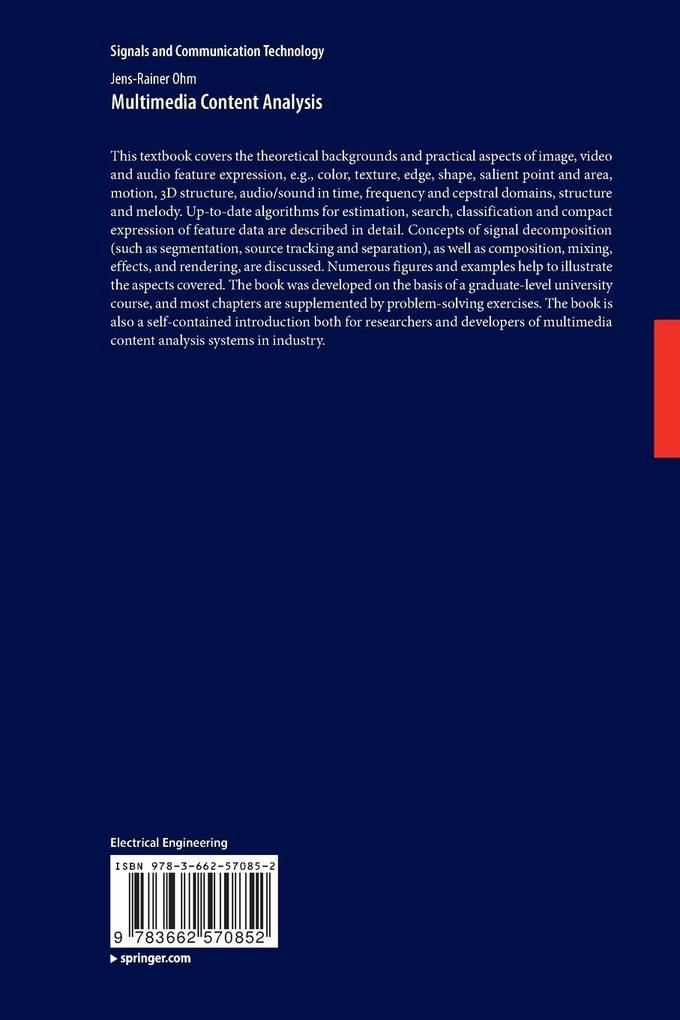 Weitere Ansicht: Multimedia Content Analysis | Jens-Rainer Ohm