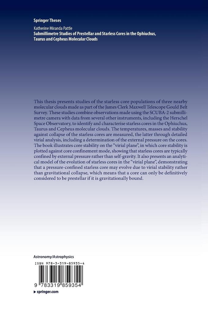 Weitere Ansicht: Submillimetre Studies of Prestellar and Starless Cores in the Ophiuchus, Taurus and Cepheus Molecular Clouds | Katherine Miranda Pattle